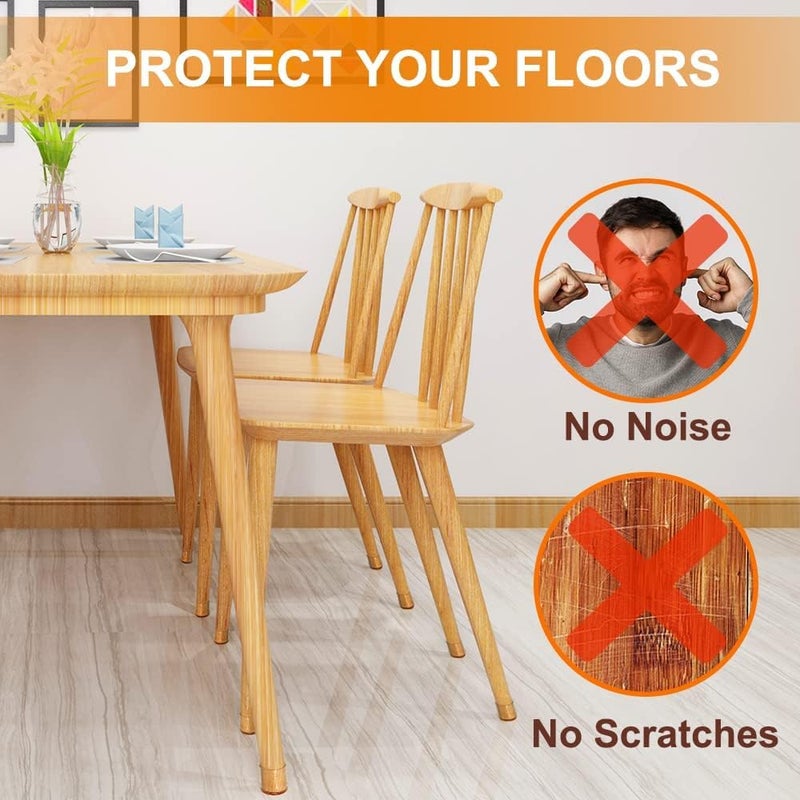 VIUME 24 Pcs Chair Leg Floor Protectors for Hardwood Floors Silicone Covers to Protect Wood Tile Floors Scratches Felt Pads Furniture Leg Caps No Noise (Fit:0.5""-0.89"") - Image 4